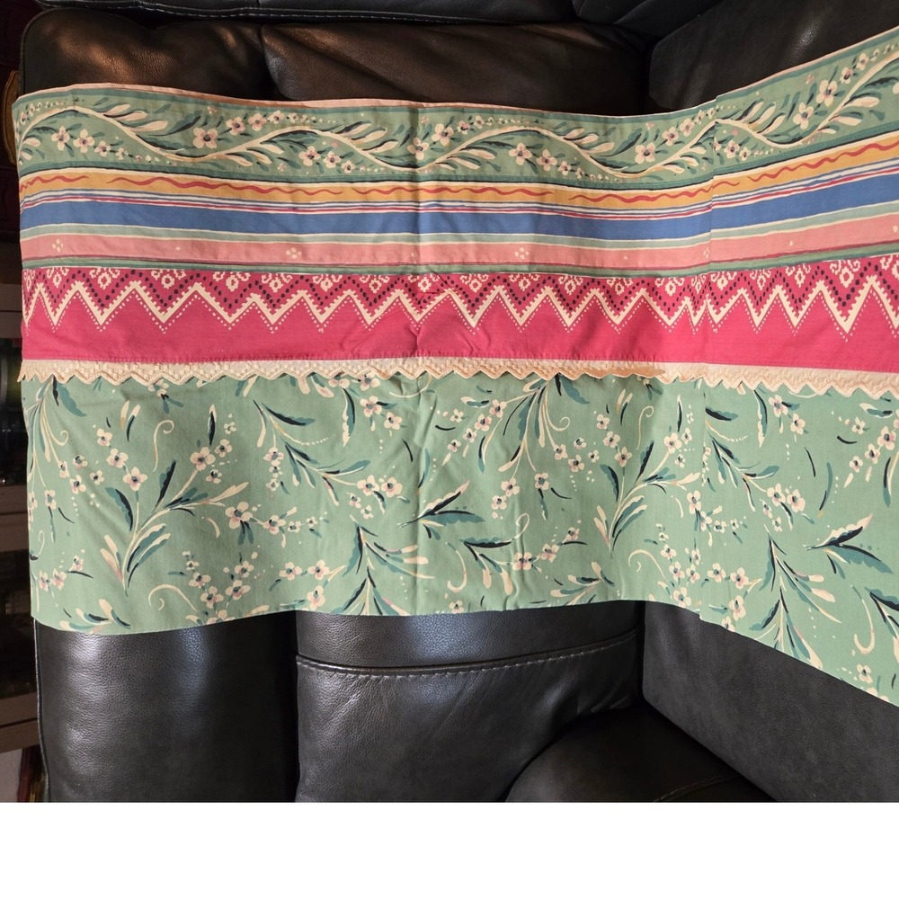 Unbranded Floral‎ Valance Green Pink Vintage Cottagecore 26x18 Good - Picture 2 of 12